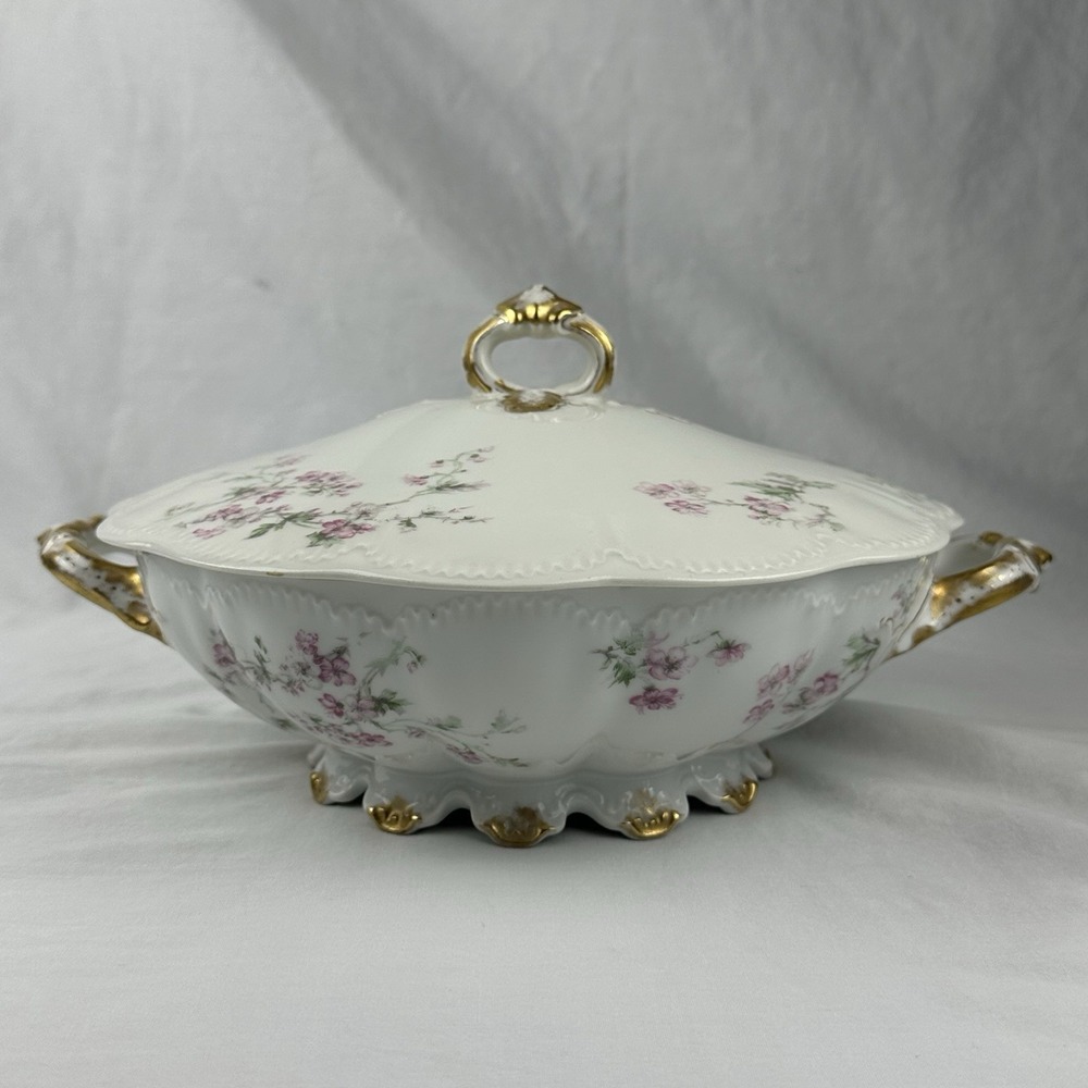 Antique Haviland Limoges Pink Floral Tureen Covered Dish Alex Anderson Mpls